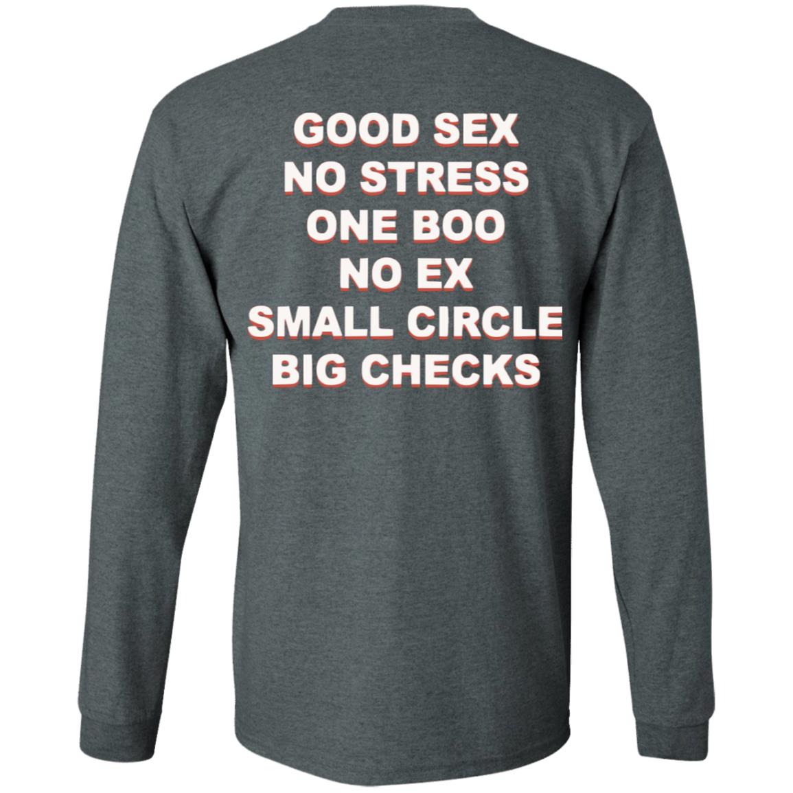 Good Sex No Stress Shirt On Back One Boo No Ex Small Circle Big Checks Unis...