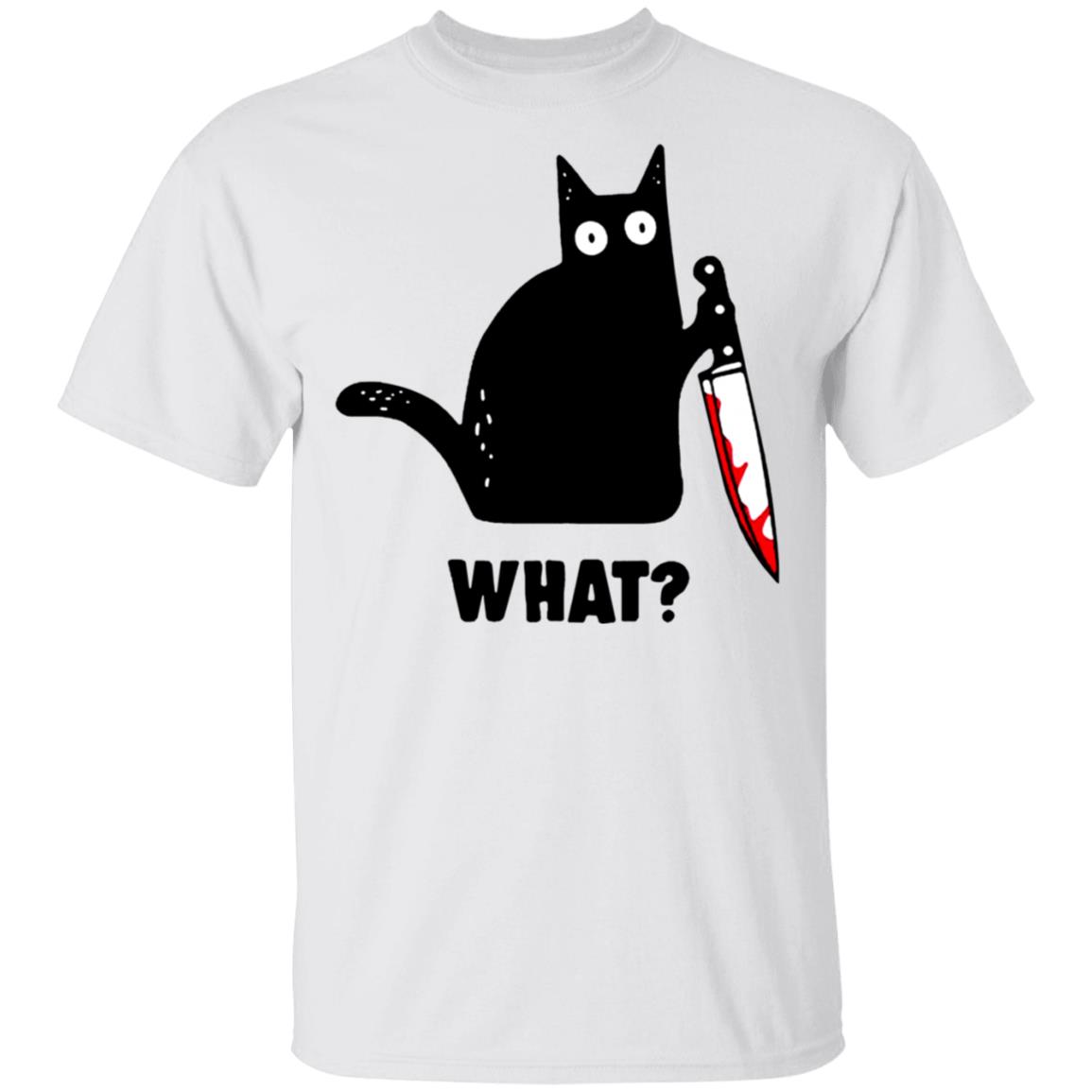 black cat with knife t shirt