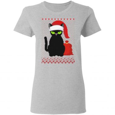 Womens Santa Hat Xmas Cat Knitted Christmas Sweater