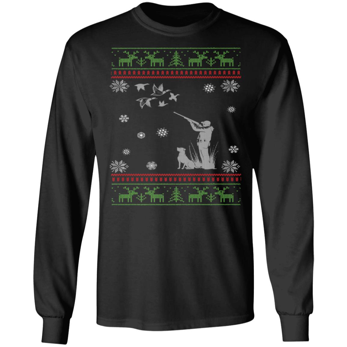 Duck Hunting Lover Ugly Christmas Sweater, Long Sleeve, Hoodie