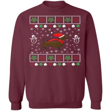 Funny Dachshund Lover Ugly Christmas Sweater, Long Sleeve, Hoodie