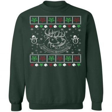 Funny Mens Hunting Fishing Lover Ugly Christmas Sweatshirt