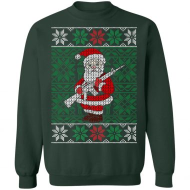 Mens Santa Gun Hunting Ugly Christmas Sweater