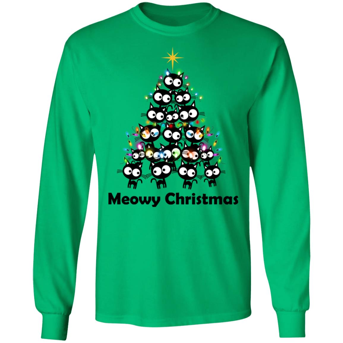 cat christmas tree sweater