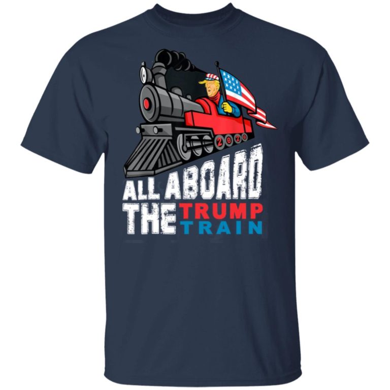 All Aboard the Trump Train 2020 American Flag T-Shirt