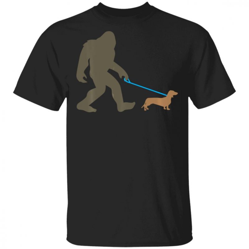 Bigfoot Walking Dachshund Sasquatch Doxie Dog Shirt