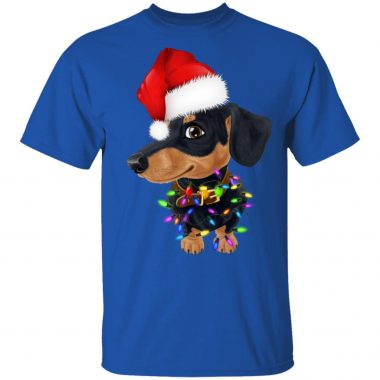 Dachshund dog with santa hat christmas shirt