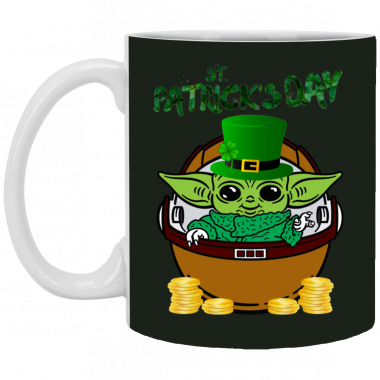 Baby Yoda The Mandalorian Happy St Patrick's Day Mug, Necklace