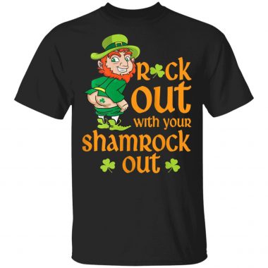 St Patrick's Day Rock Out with Shamrock Out Funny Leprechaun Shirt Raglan
