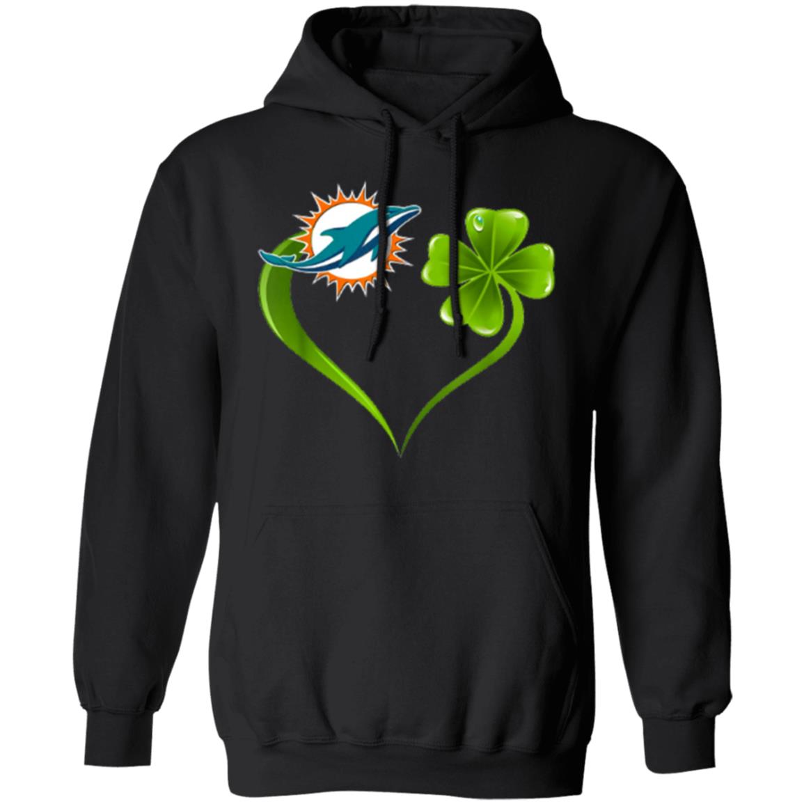 St. Patrick's Day Shamrock Heart Football Team Miami-Dolphin T-Shirt ...