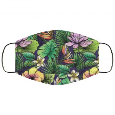 Tropical Flowers And Palm Pattern Face Mask
