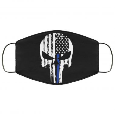 Punisher Skull American Flag Thin Blue Line Police Patriot Black Face Mask