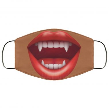 Halloween Female Vampire Open Mouth Lips Teeth Brown Scary Spooky Face Mask