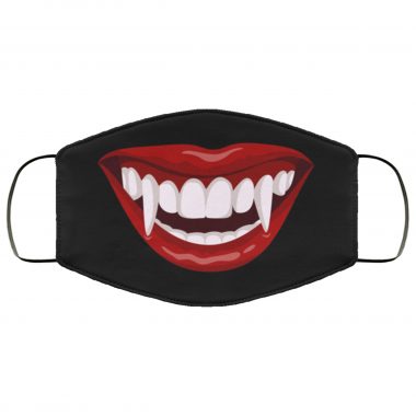 Halloween Vampire Open Mouth Lips Teeth Black Scary Spooky Face Mask