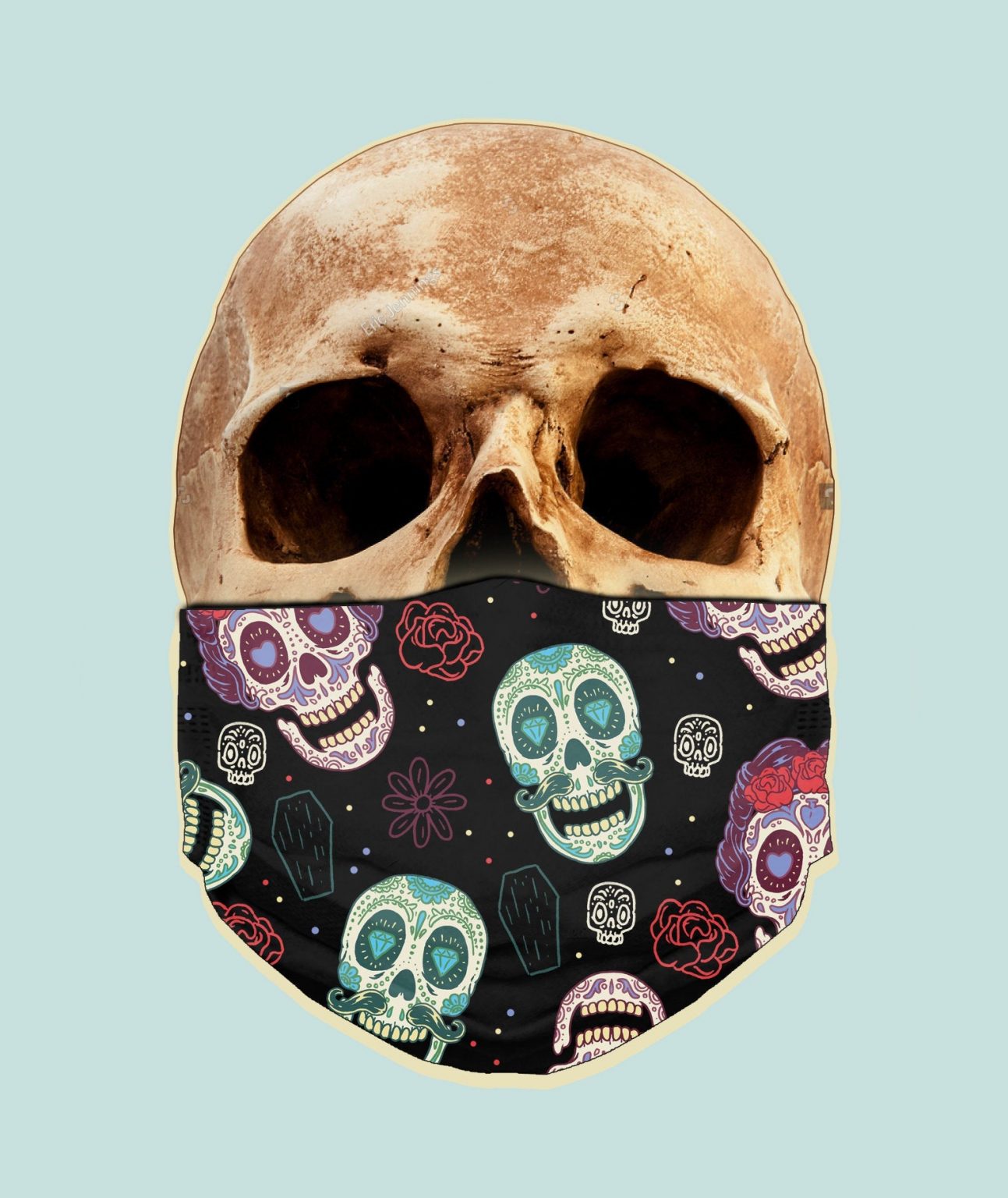 Day Of The Dead Sugar Skulls Face Mask