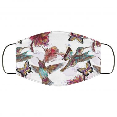 Hummingbird Butterfly and Flowers Pattern Face Mask