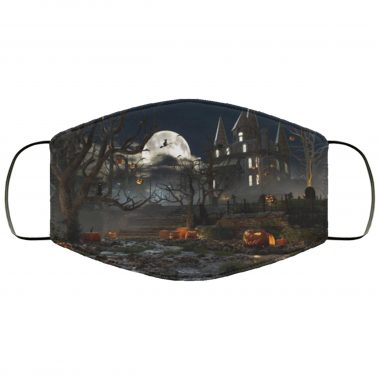 Halloween Spooky Haunted House Pumpkins Cemetery Design v1 Scary Spooky Face Mask