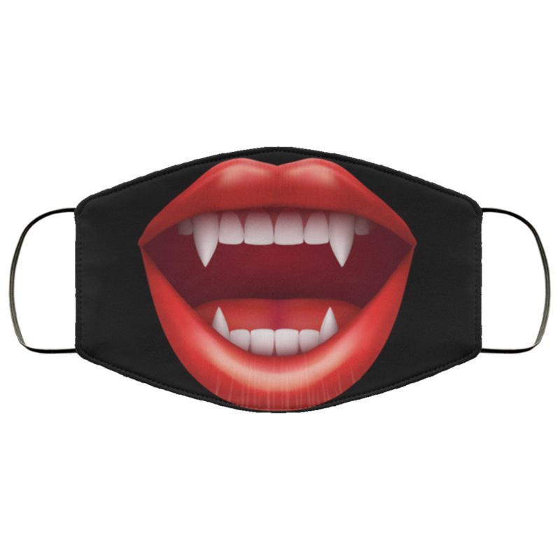 Halloween Female Vampire Open Mouth Lips Teeth Black Scary Spooky Face Mask