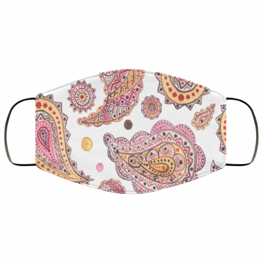 Seamless Pattern With Watercolor Pink Paisley And Spots Face Mask