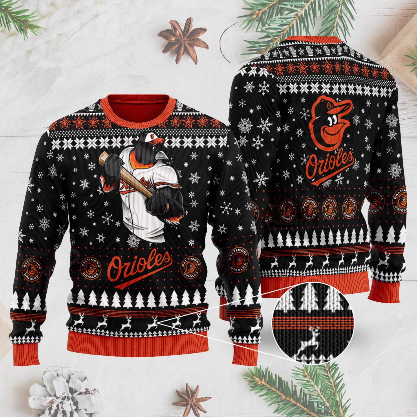 Baltimore Orioles 3D Ugly Christmas Sweater