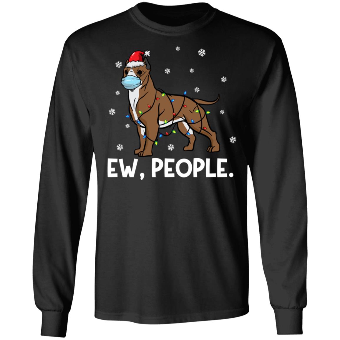 Ew People Pitbull Santa Funny Pit Bull Dog Christmas Sweater, shirt, ls