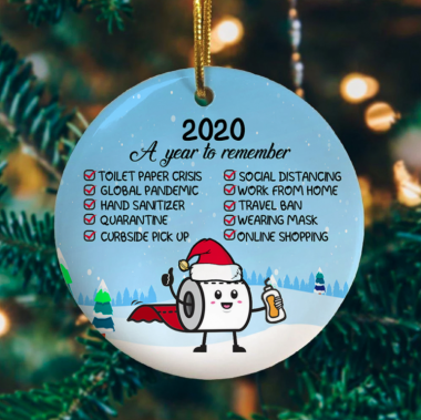2020 A Year To Remember Decorative Christmas Holiday Flat Circle Ornament