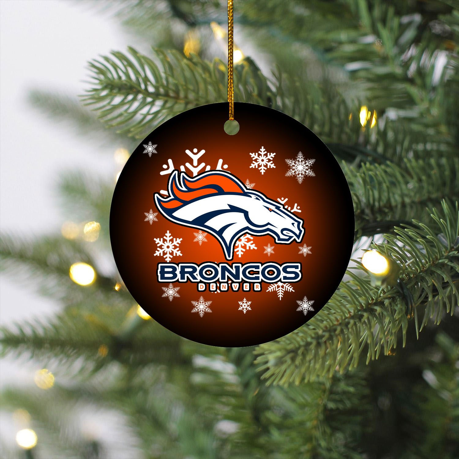 Denver Broncos Christmas Circle Ornament