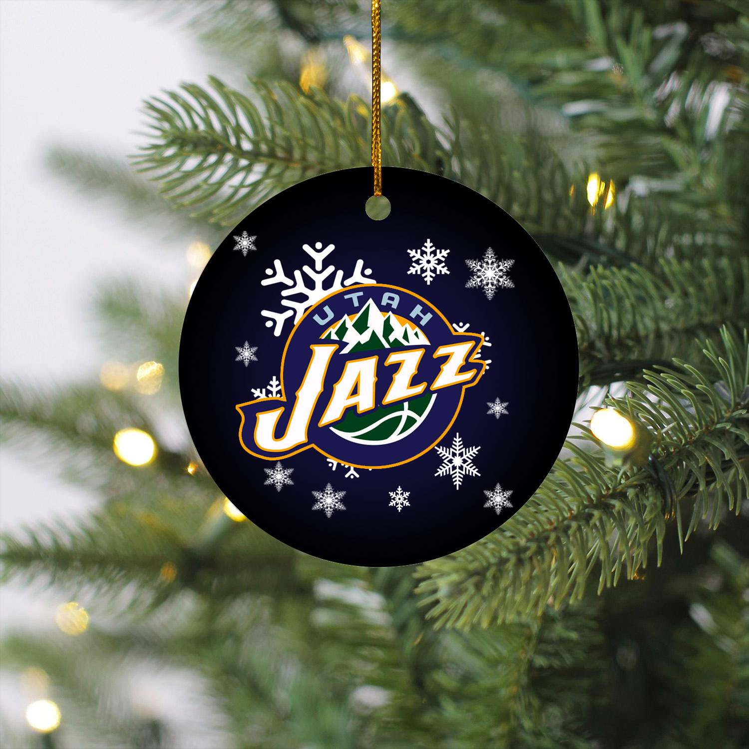 Utah Jazz Merry Christmas Circle Ornament