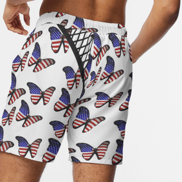 Amazing American Flag Butterflies Hawaiian Shirt, Beach Shorts