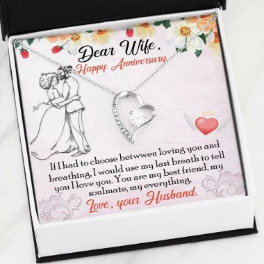 Anniversary for Wife - Forever Love Necklace_14k White Gold Finish