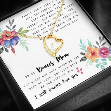 Gift For Bonus Mom, Bonus Mom Necklace, Present For Bonus Mom, Bonus Mom Gifts, Gift Ideas For Bonus Mom, Bonus Mom Heart Necklace 1