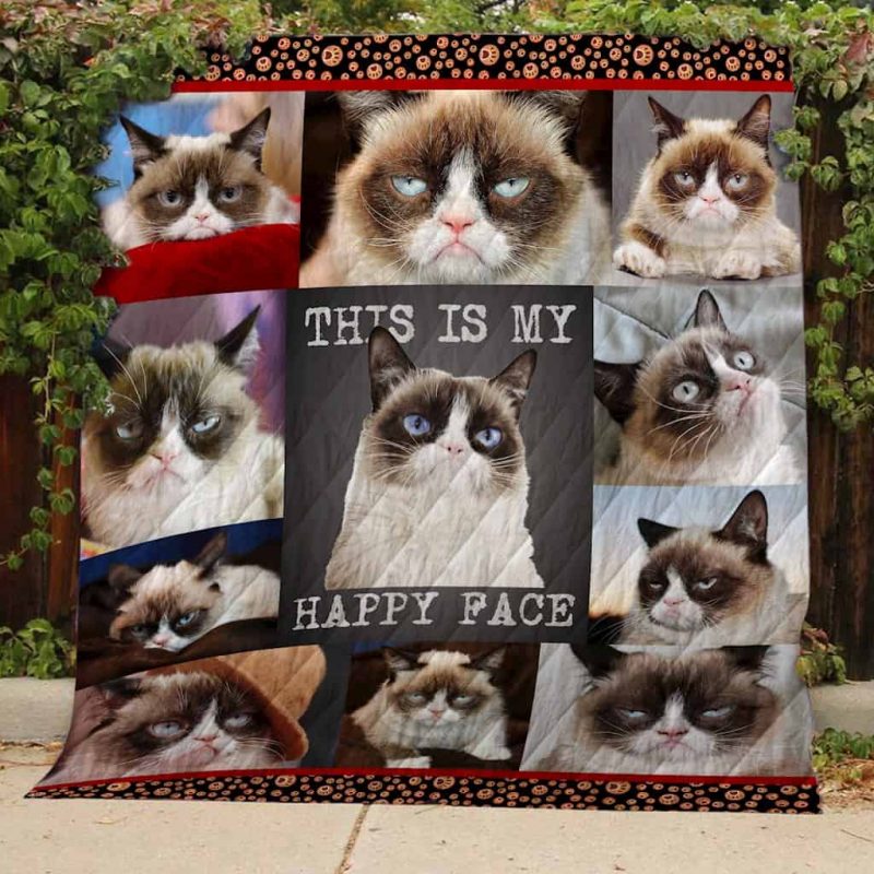 This is my happy face Grumpy cat Quilt Blanket