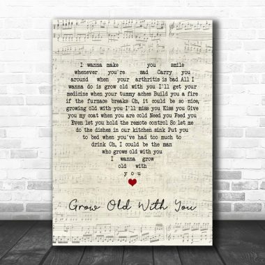 Adam Sandler Grow Old With You Script Heart Song Lyric Quote Poster Canvas