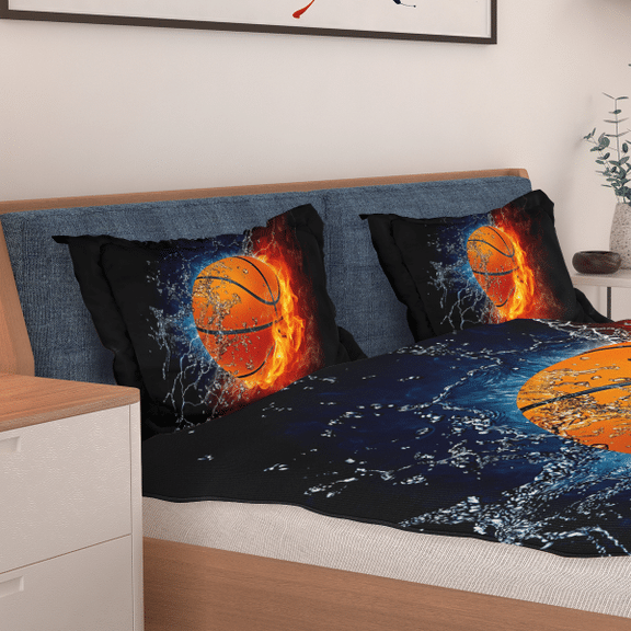 Basketball Fire And Water Art Bedding Set