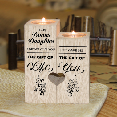 Bonus Daughter - I didn't give you the gift of life Candle Holder With Heart