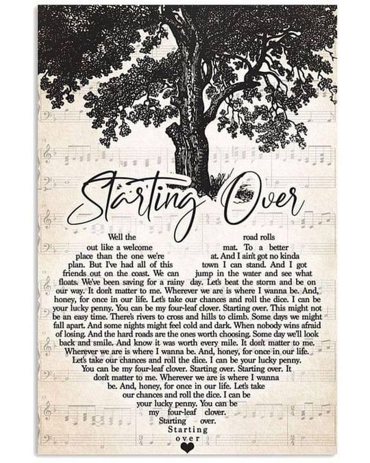 Chris Stapleton Starting Over Lyrics Heart Typography For Lovers Poster Poster Canvas