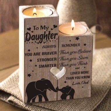 Dad to Daughter - You Are Loved More Than You Know - Engraved Candle Holder With Heart