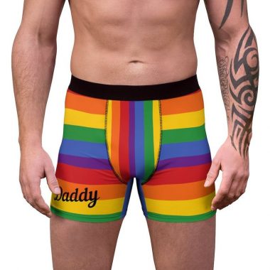 Daddy Gay Pride LGBTQ Flag Stripes Rainbow Men's Boxer Briefs