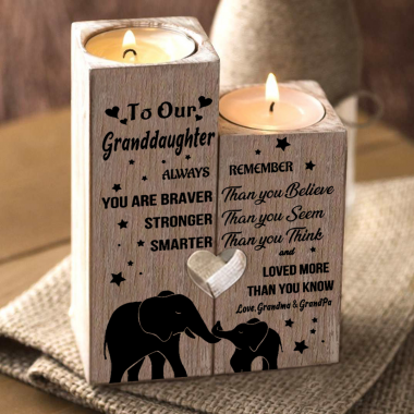 Grandma & Grandpa to Granddaughter - You Are Loved More Than You Know - Engraved Candle Holder With Heart