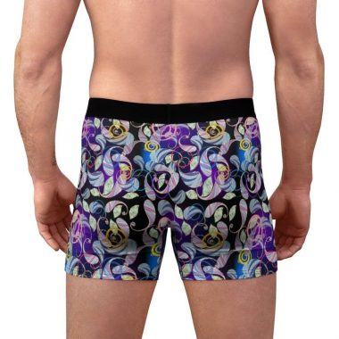 Paisley Purple Pink Blue Black Swirl Ornate Men's Boxer Briefs Underwear