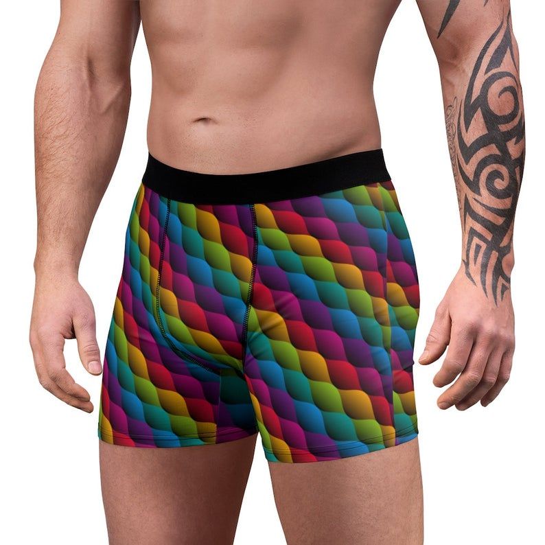 Rainbow Jewel Tone Geometric Shapes Men's Boxer Briefs Underwear