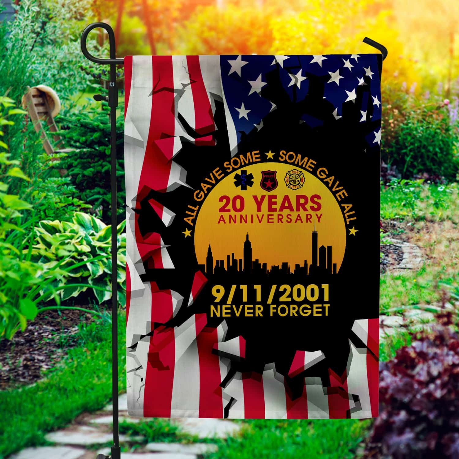 Never Forget 911 Flag 20 Years Anniversary Memorial Flag House Garden Decor 