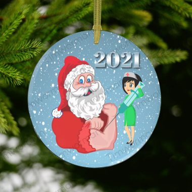 2021 Santa Claus Vaccinated Christmas Ornament