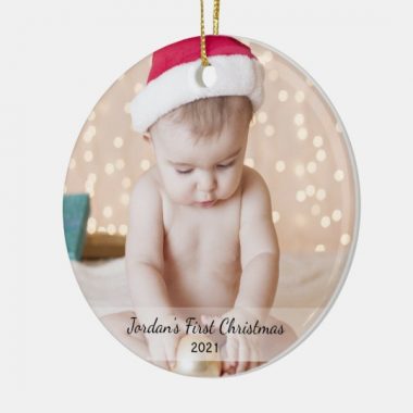 Personalized Babys First Christmas Photo Name Year Ornament 1