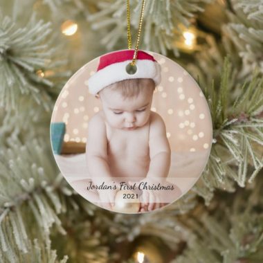 Personalized Babys First Christmas Photo Name Year Ornament