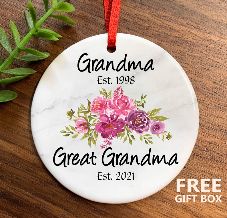 Custom New Great Grandma Ornament Great Grandma Pregnancy Announcement