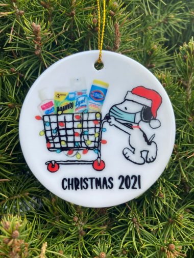 Custom SNOOPY PEANUTS Shopping 2021 Ornament 1