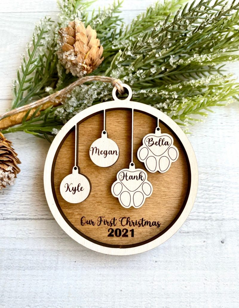 Family Christmas Ornament Personalized Family and Pet Gift Personalized Dog Christmas Ornament 2