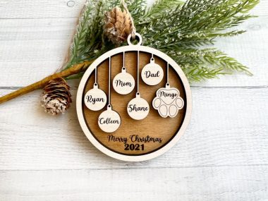 Family Christmas Ornament Personalized Family and Pet Gift Personalized Dog Christmas Ornament