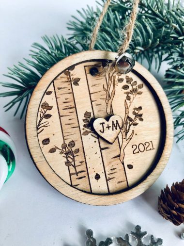 Personalized Birch tree 2021 Christmas 3D engraved ornament 2